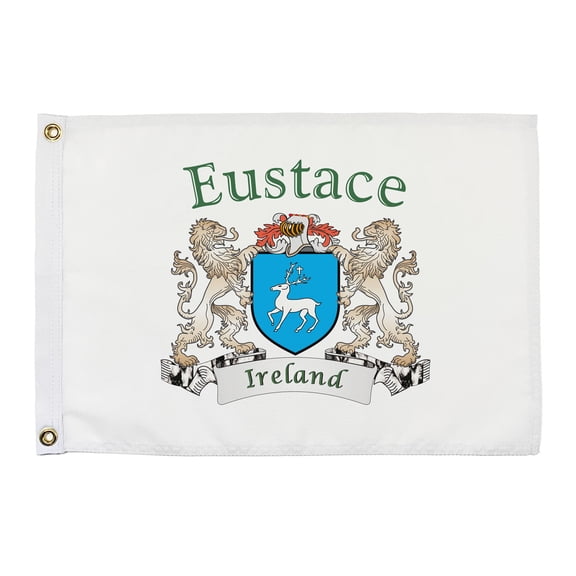 Eustace Irish Coat of Arms Small White Flag - 16"x10.5" inches