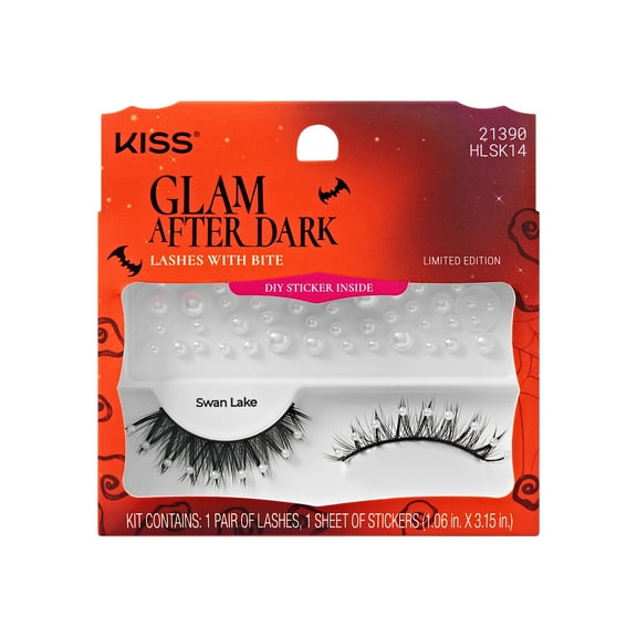 KISS Halloween False Eyelashes, ‘Swan Lake’, 7mm-11mm, Medium Volume, 1 Pair KISS Lashes