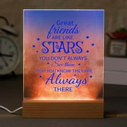 Friendship Gifts for Christmas Women Friends Night Light for Best Friend Women BFF Bestie Birthday Holiday, Soft Warm White Colors LED Wooden Base Table Lamp for Home Decorations