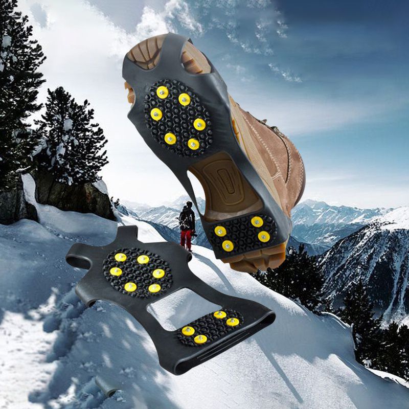 Anti Slip Winter Ice Grippers Snow Traction Cleats Crampons Spikers Ice Traction Slip On Boots Shoes Cover Fit For Hiking Fishing Climbing Shoes Traction Cleats Crampons Ice Snow Grips Crampons