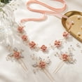 thumbnail image 2 of Miallo Boho Floral Hair Accessories Set of 4, Pink Rose Wedding Hair Band with Pearl Crystal Hair Pins for Brides, Bridesmaids, and Flower Girls, 2 of 8