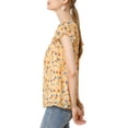 thumbnail image 5 of MODA NOVA Juniors Square Neck Ruffled Short Sleeve Floral Chiffon Blouse, 5 of 7