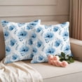 thumbnail image 2 of Blue Flowers Outdoor Waterproof Pillow Covers, Country Pastoral Floral Spring Decorative Square Throw Pillowcase Sofa Cushion Sham for Patio/Couch/Chair, 26"x26" 2 Pack, 2 of 8