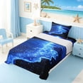 thumbnail image 3 of Manfei Magical Glowing Blue Ocean Twin Sheet Sets for Kids Boys and Girls, Coastal Fantasy Print Bedding 3-Piece, 1 Flat Sheet, 1 Fitted Sheet and 1 Pillowcase, 3 of 6