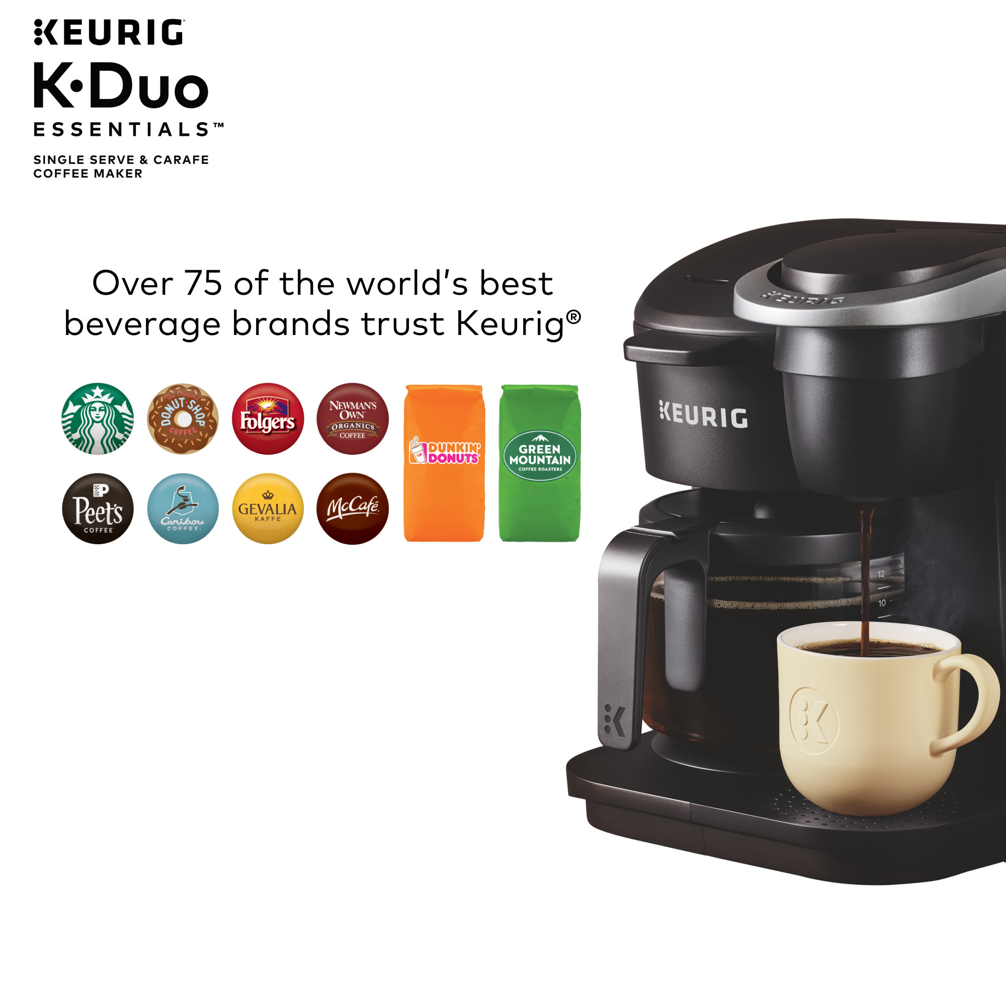 Keurig K-Duo Essentials Black Single-Serve K-Cup Pod Coffee Maker, Black - image 11 of 19