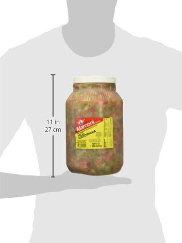 Marconi Mild Giardiniera, Chicago Style Vegetable Mix with Peppers, Carrots, Cauliflower, Celery Gherkins, Bulk Jar, 128 fl oz (1 Gallon)