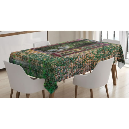 

Country Decor Tablecloth House with Open Windows inside Forest View Brick Wall with Ivy Rural Print Rectangular Table Cover for Dining Room Kitchen 60 X 90 Inches Multicolor by Ambesonne