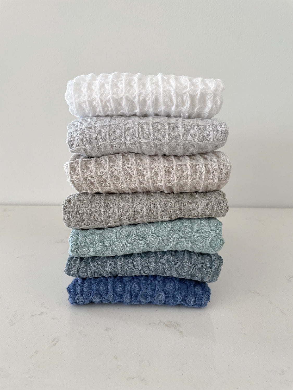 Turkish Cotton Waffle Hand Towel - Set of 2 Deep Blue