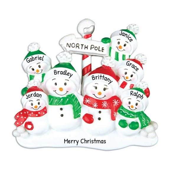 Ornaments by Elves Personalized Christmas Ornaments 2024 Snowman Family of 7 North Pole Decorations