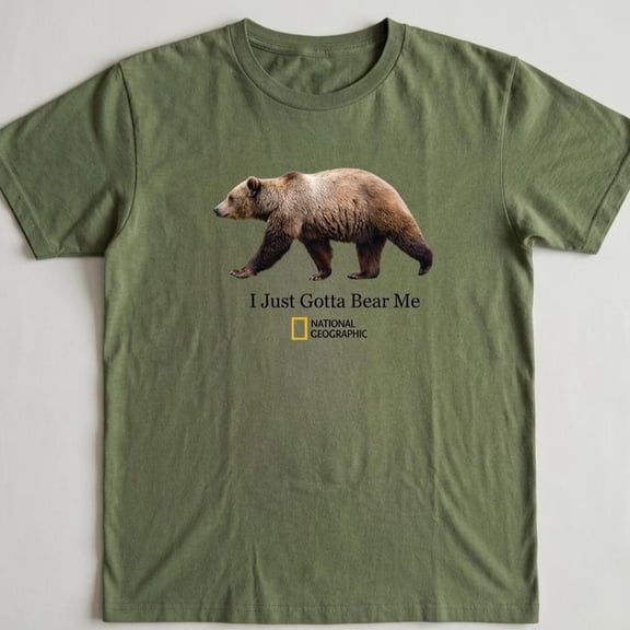National Geographic "I Just Gotta Bear Me" Tee, Funny Bear Shirt, Wildlife Graphic Tee, Nature Lover Gift
