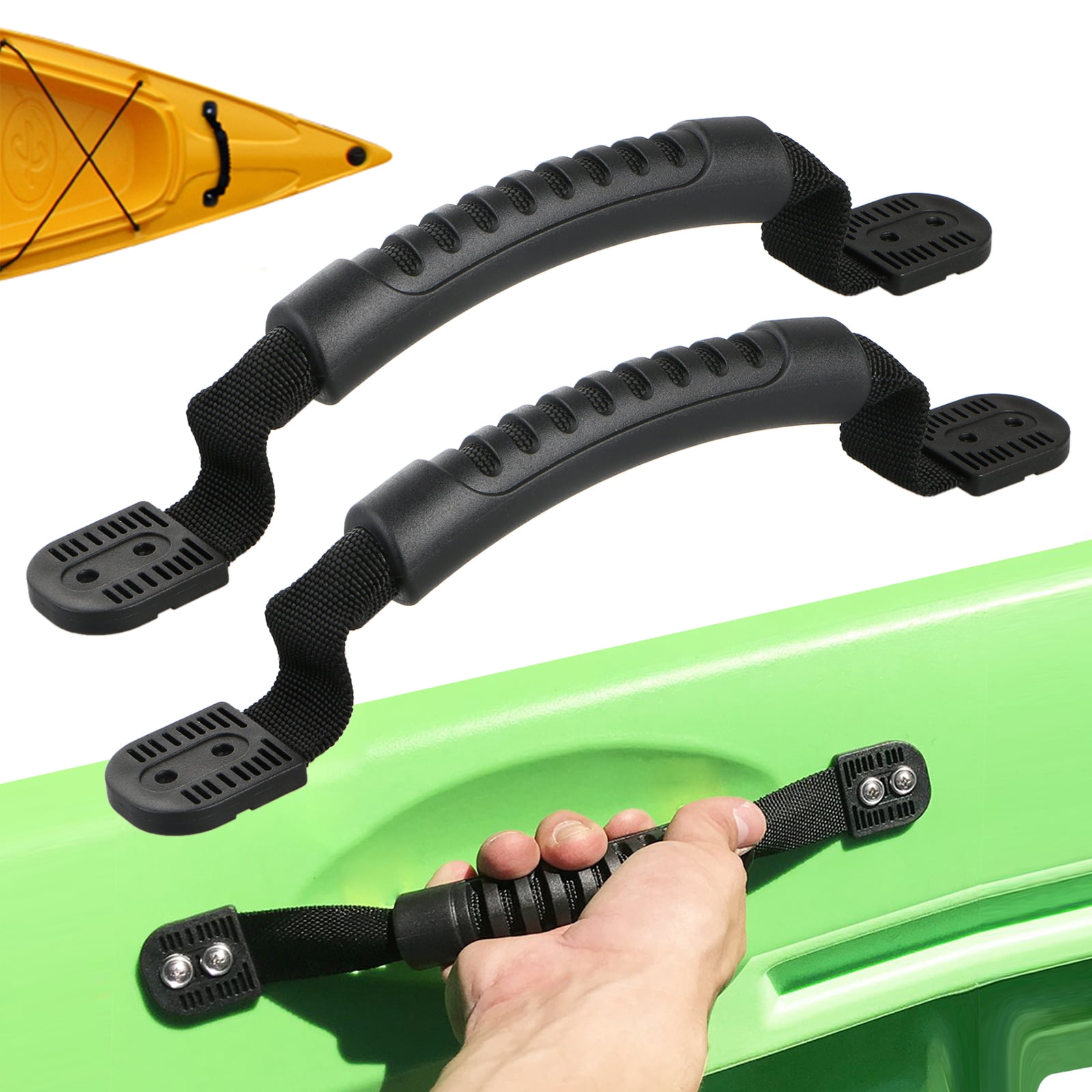 2 Pc Kayak Canoe Boat Side Mount Carry Handle with Bungee Cord Screws Cap Covers 