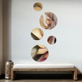 thumbnail image 3 of Designart "Minimal Liquid Gold And Taupe Waves V" Abstract Liquid Ink Metal Wall Art Set of 5 Piece, 3 of 5