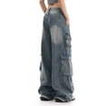 thumbnail image 7 of Endives Women's Wide Leg Jeans Distress Mid Waist Denim Pants Trousers Baggy Pants Fall Trendy, 7 of 7