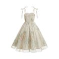 thumbnail image 5 of Fancifize Girls Tulle Floral Embroidered Midi Dress Bow Strap Sleeveless Princess Dresses for Party Wedding Birthday 5-11 Years, 5 of 5