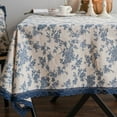 thumbnail image 4 of Nvzi Mantel pequeño con estampado azul, estilo campestre fresco, mantel para mesa de té para el hogar, mantel de encaje de ganchillo (140 * 140 cm), 4 of 4