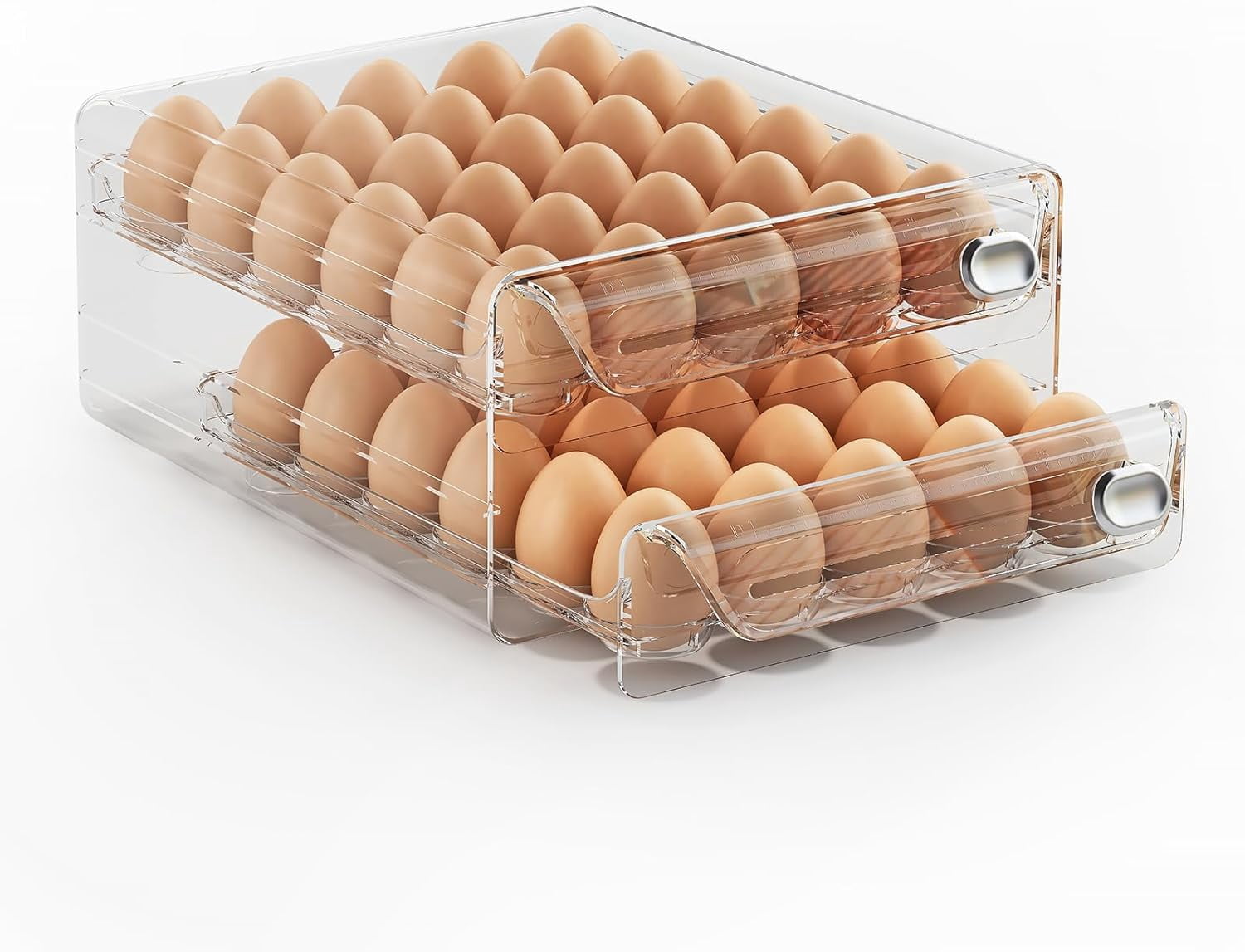40 Egg Holder for Fridge, 2-Layer Stackable Egg Storage Container, BPA Free Clear Egg Tray Organizer for Refrigerator