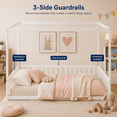 thumbnail image 2 of Miniyam Full Size Canopy FloorBed with Guardrails for Kids and Teens, White, 2 of 7