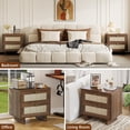 thumbnail image 4 of LAZZO Nightstands Set of 2, 23.6" Wide Large Bedside Tables with 2 Rattan Drawers for Bedroom, Walnut, 4 of 9