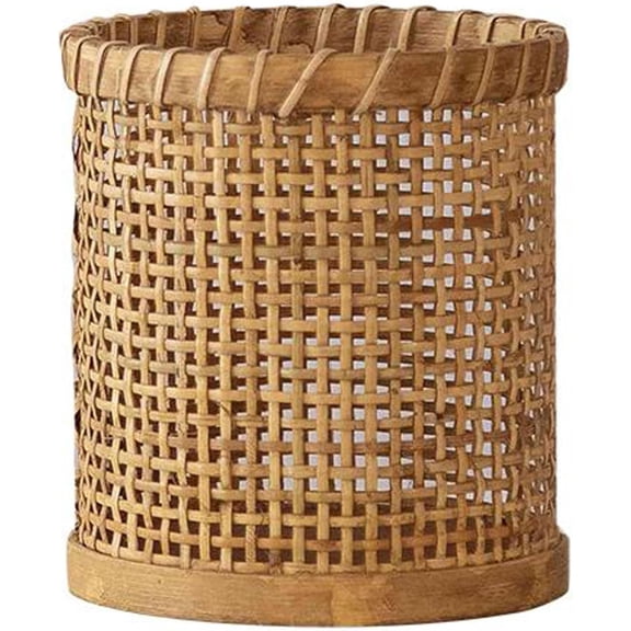 Rattan Woven Hurricane Glass Candle Holders,Cane Wrapped Sleeve Flower Vase Decorative Votive Candleholder for Pillar Candles,Rustic Boho Tea Light Candle Holder for Centerpiece Table Wedding Decor (