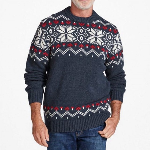 Dvkptbk Pull Homme Jacquards Sweater Col Rond Sweater Automne Hiver Pull Sweater Mode Causale Knit Pull à Manches Longues Sweater
