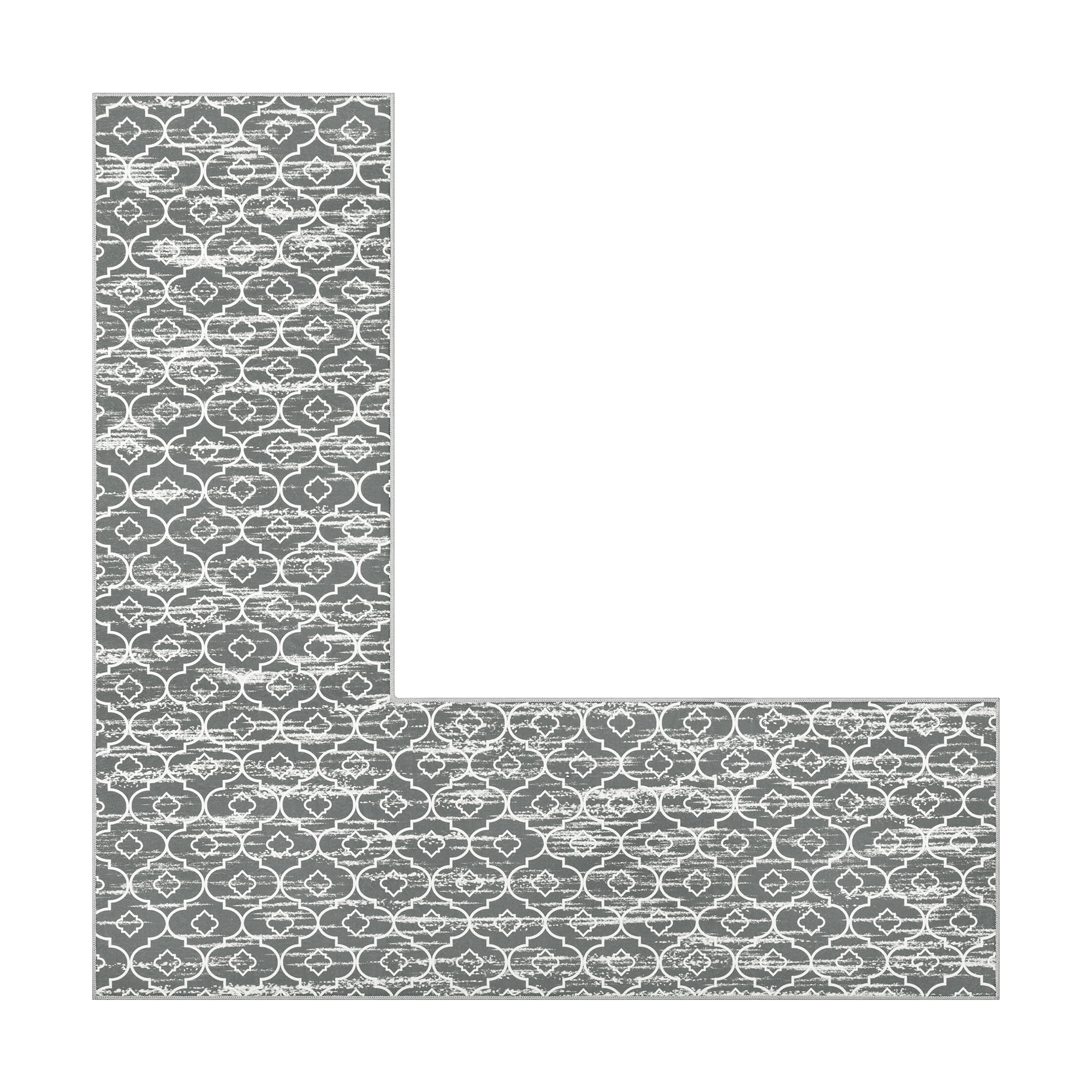 MeyJey Corner Kitchen Rug, 1 Piece Anti-Slip L Shape Kitchen Mat for Floor, Absorbent Runner in Front of Sink, Washable Floor Rugs for Home,Kitchen(Gray-L,24”x 71”x 71”)