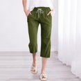 thumbnail image 2 of Prolriy Capri Pants for Women, Women High Waisted Wide Leg Pants Fashion Drawstring Elastic Trousers Comfy Straight Leg Long Pants with Pockets Women's Pants Army Green L, 2 of 5