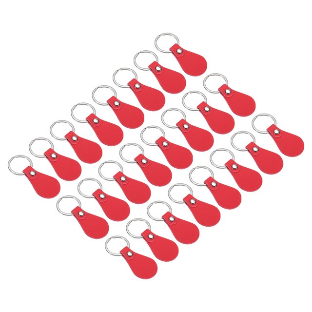 Unique Bargains Leather Key Fob Kit, PU Leather Key Fob Blanks and Key Rings for Laser Engraving, Red 24 Pack