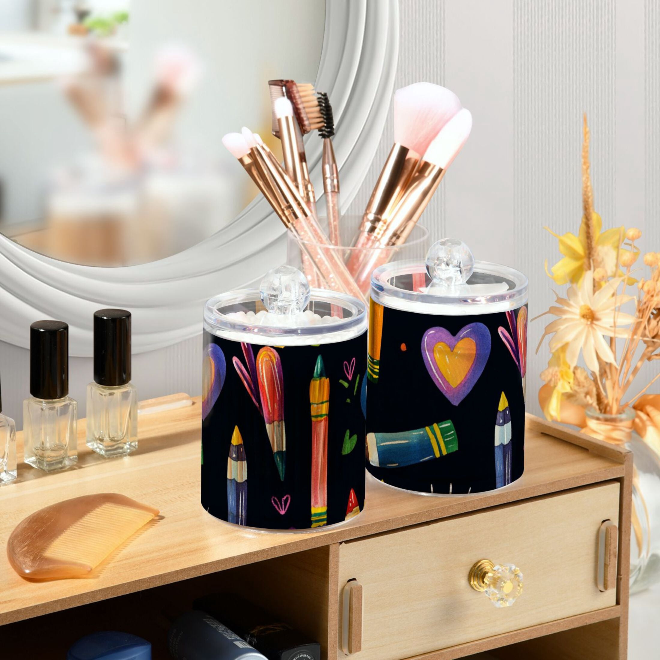 Ckdifva Crayons Rainbows Storage Jar with Lid Acrylic Organization Storage Containers Set of 4