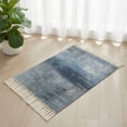 thumbnail image 3 of Blue Bathroom Rug 2'x3', Retro Oil Painting Modern Abstract Art Aesthetics Low Profile Front Entryway Rug with Tassels, Woven Cotton Washable Kitchen Mat Carpet for Foyer Bedroom Back Door Decor, 3 of 9