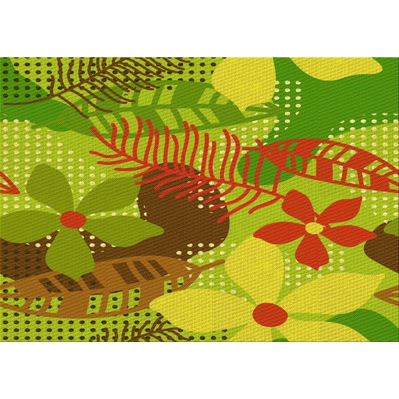 Ahgly Company Indoor Rectangle Patterned Chameleon Green Area Rugs, 3' x 5'