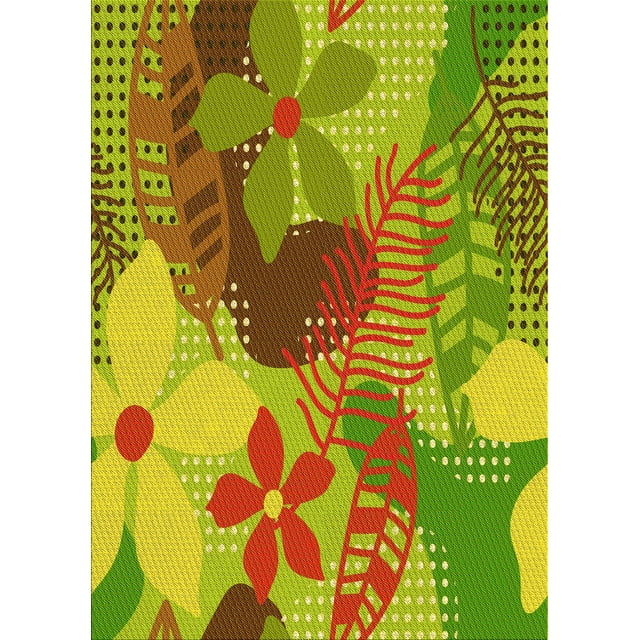 Ahgly Company Indoor Rectangle Patterned Chameleon Green Area Rugs, 4' x 6'