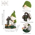thumbnail image 3 of TERESA'S Collections Garden Gnomes Decor with Solar Lights, Fathers Gifts, Green Outdoor Resin Decorations for Porch Patio, Gnome Ornaments for Dad and Mom，9", 3 of 6