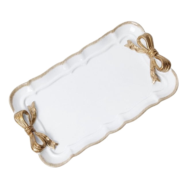 Cateissary Bandeja de resina para pastel, mano de obra, almacenamiento de tamaño compacto, de fruta, soporte para aperitivos, artesanía, Decoración del hogar Blanco