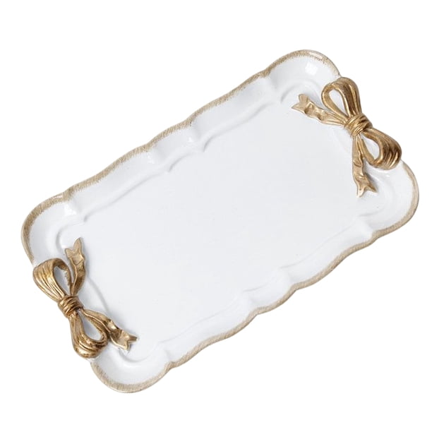 Yuarrent Bandeja de resina, para pasteles, forma Rectangular, mano de obra, almacenamiento, de fruta, soporte para aperitivos, artesanía, Decoración del hogar Blanco