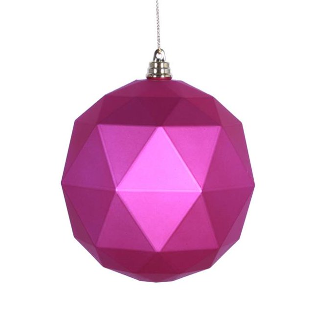Vickerman M177470DM 6 in. Fuchsia Matte Geometric Christmas Ornament Ball - 4 per Bag