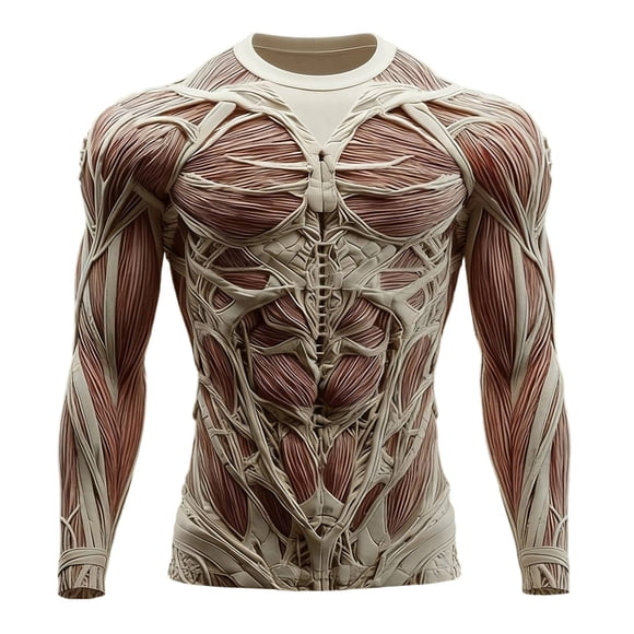 Men's Graphic Long Sleeve Tee with Exaggerated Print for Everyday Casual Streetwear Round Neck Top