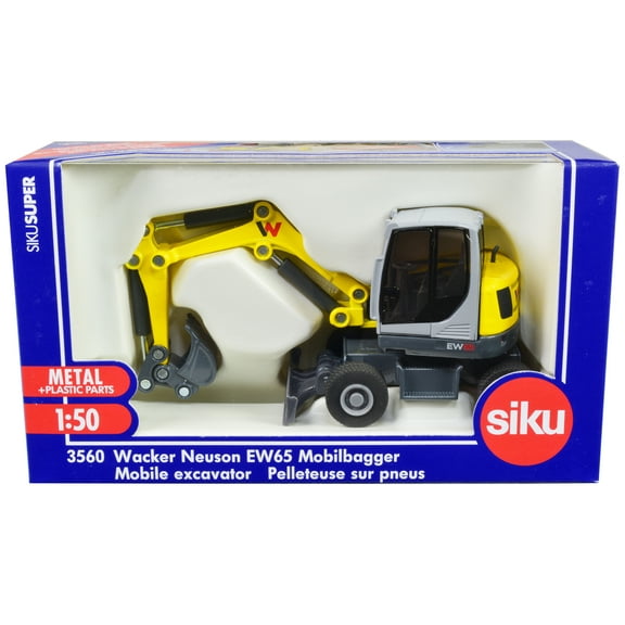 Wacker Neuson EW65 Mobile Excavator Yellow and Gray 1/50 Diecast Model by Siku