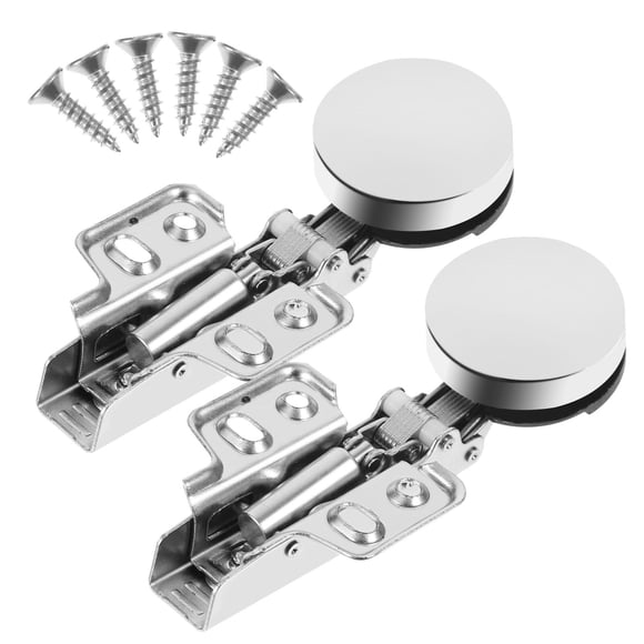 WORGEOUS 2pcs Bisagra de puerta de vidrio Bisagra oculta Gabinete Bisagra de puerta de vidrio Bisagras de cubierta completa