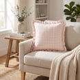 thumbnail image 2 of Leodye 1PCS Plaid Throw Pillow Cover, Checkered Cushion Case with Fringe for Sofa, Couch and Bed Home Interior Decoration -17.7*17.7IN, 2 of 7