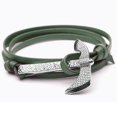 thumbnail image 3 of Pulseras de hacha de plata de moda para hombre, dijes de cadena de cuero negro doble, para 3, 3 of 4