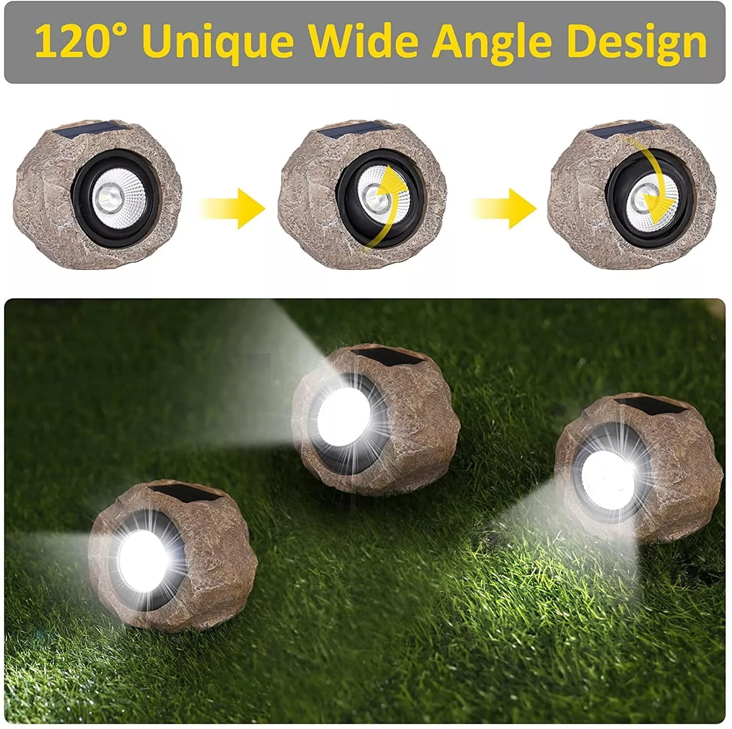 Kanstar Solar Rock Landscape Light Asian Inspired Waterproof Solar Powered LED Dusk to Dawn 4 pack