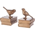 thumbnail image 6 of MyGift Brass-Colored Birds & Bronze Books Resin Bookends, 1 Pair, 6 of 6