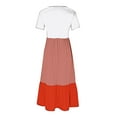 thumbnail image 4 of pimelu Dresses for Women Formal Dresses for Women Beach Loose Flowy Pleated Ruffle Swing Long Sundress with Pocket Summer Vintage Color Block Short Sleeve Round Neck Women Maxi Sundresses, 4 of 5