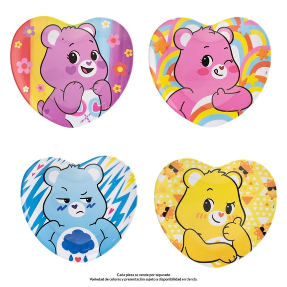 Plato Forma de Corazón Prichos Ositos Cariñositos de Melamina Varios Diseños 1 Pieza