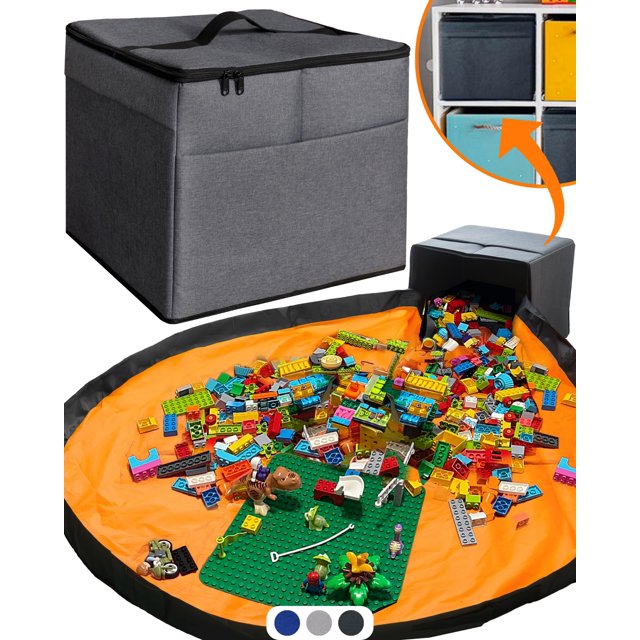 Organizador de almacenamiento de juguetes STARSIKO XL con tapete de juego de 13 x 13 x 15 pulgadas