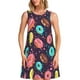 thumbnail image 1 of Balery Donuts1 Vestidos de verano para mujer con estampado: vestido holgado sin mangas, vestido playero informal y cómodo para días calurosos., 1 of 7