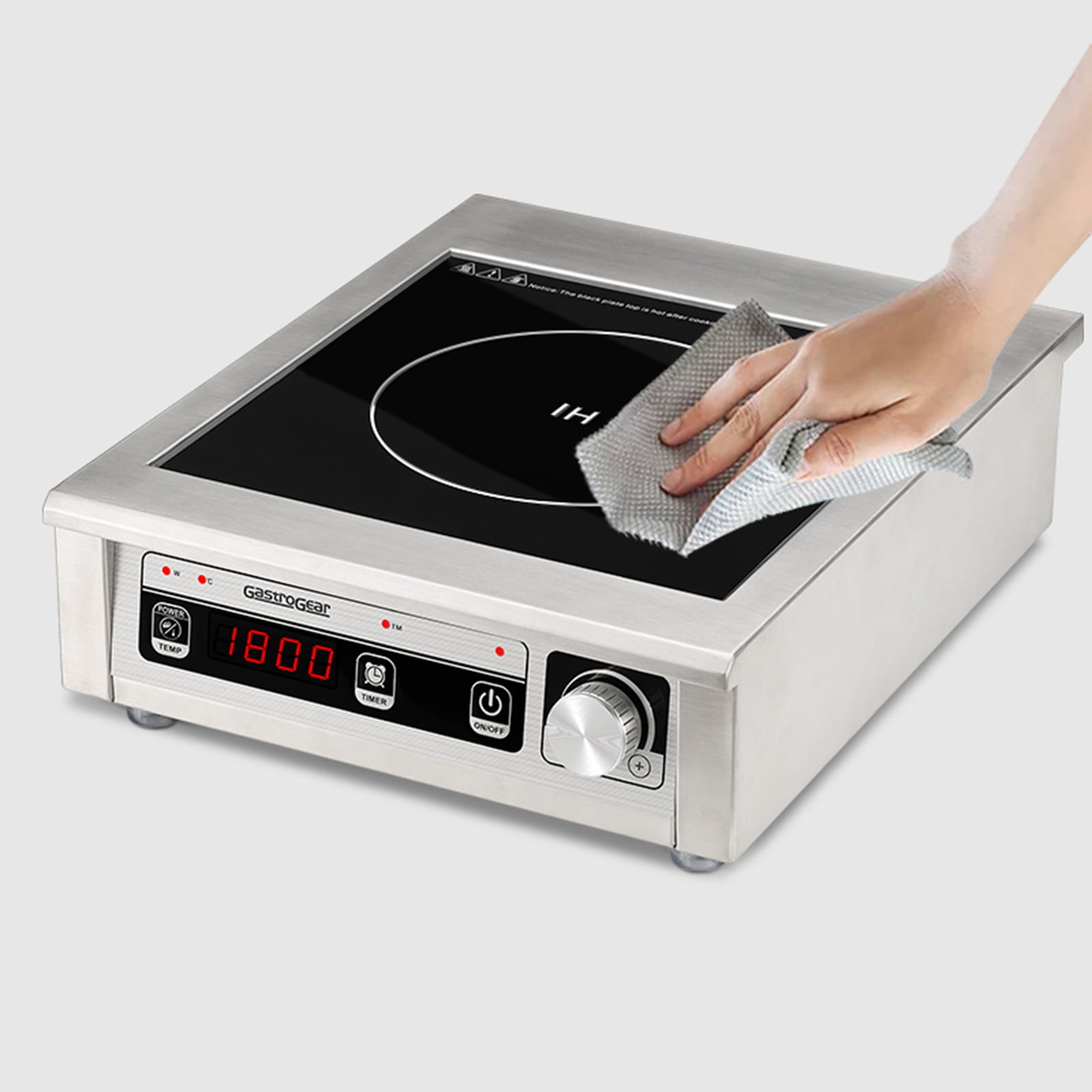 GastroGear 1800W 100V-185V Commercial Grade Induction Cooktop ETL-Certified Portable Electric Stove Countertop Burner with 9 Inch Heating Coil Hot Plate Electric Stove for Faster Cooking
