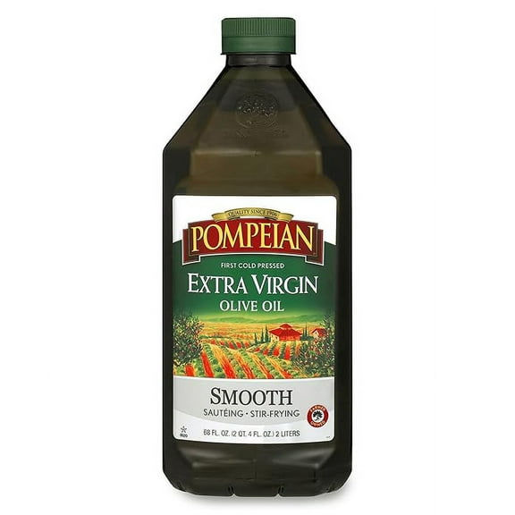 Pompeian Smooth Extra Virgin Olive Oil, Contains Polyphenols, First Cold Pressed, Mild And Delicate Flavor, Perfect For Sauteing & Stir-Frying, Naturally Gluten-Free, Non-Gmo, 68 Fl Oz, Single Bottle