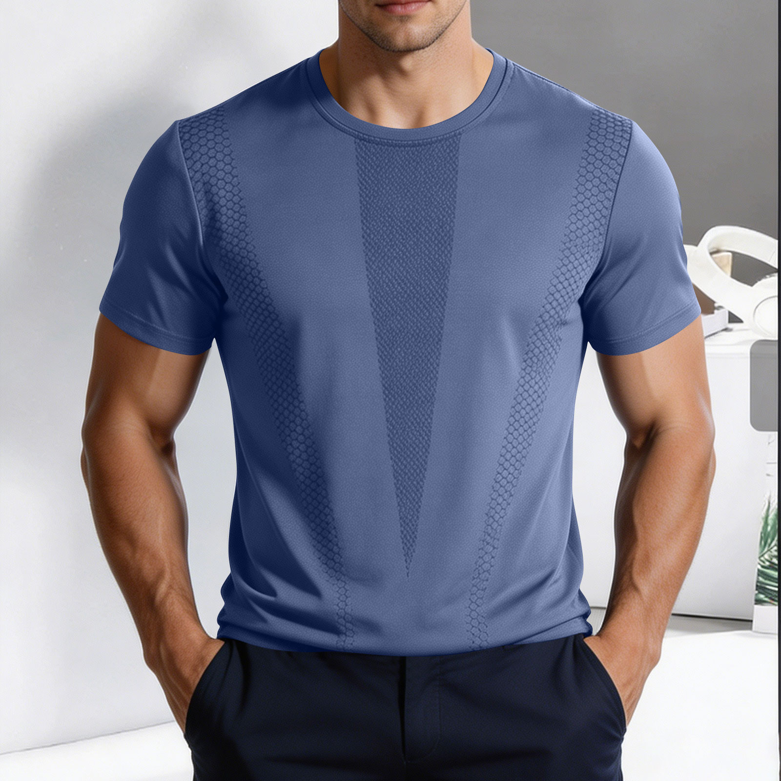 Camisetas deportivas para hombre, de enfriamiento y secado rápido, manga corta, talla extra grande, camiseta de entrenamiento holgada 4