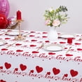 thumbnail image 4 of Valentine''s Day Tablecloth Rectangle 60x84 Inch, Red Love Heart Table Cloth, Polyester Fabric Romantic Love Tablecloths, Waterproof Spillproof Tablecloth for Valentines Day Wedding Party Decoration, 4 of 6